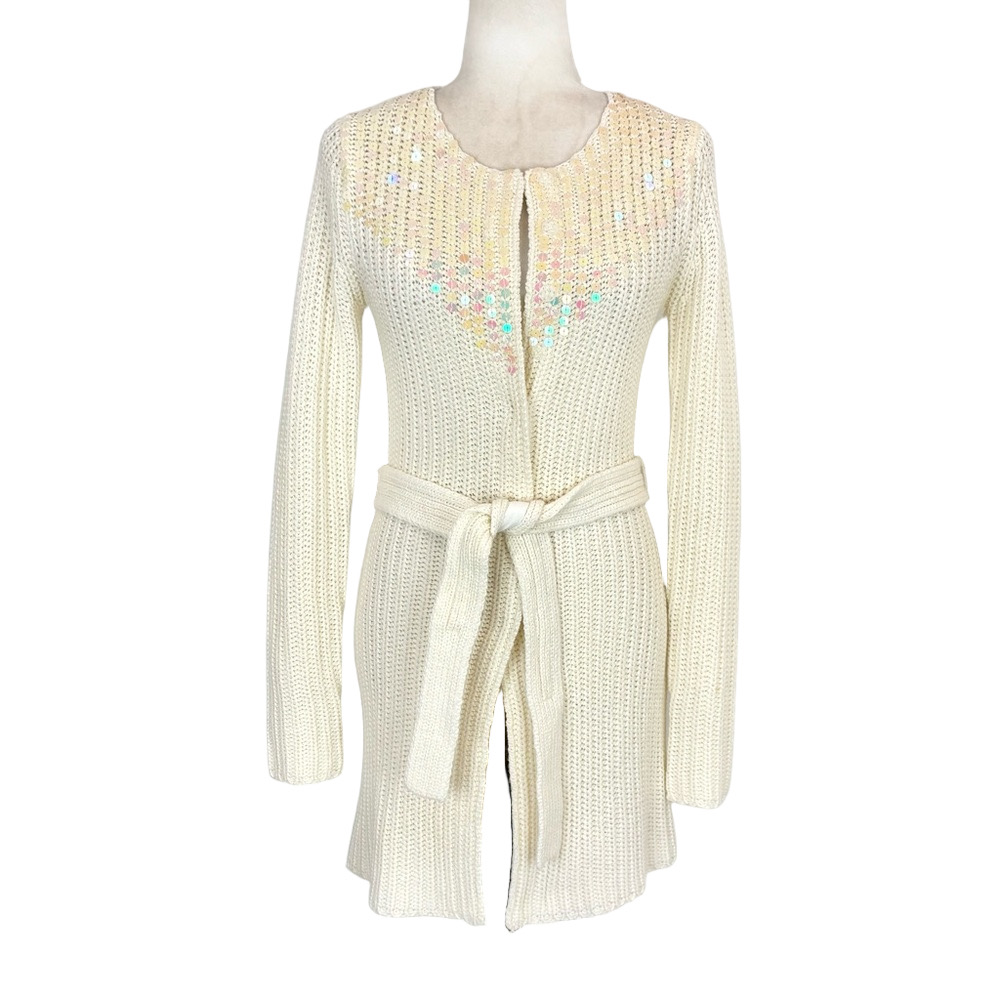 Naf Naf cream belted cardigan